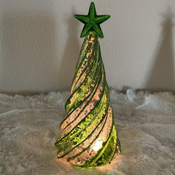 S/3 Illuminated Candy Cane Mercury Glass Trees by Valerie - Picture 8 of 8